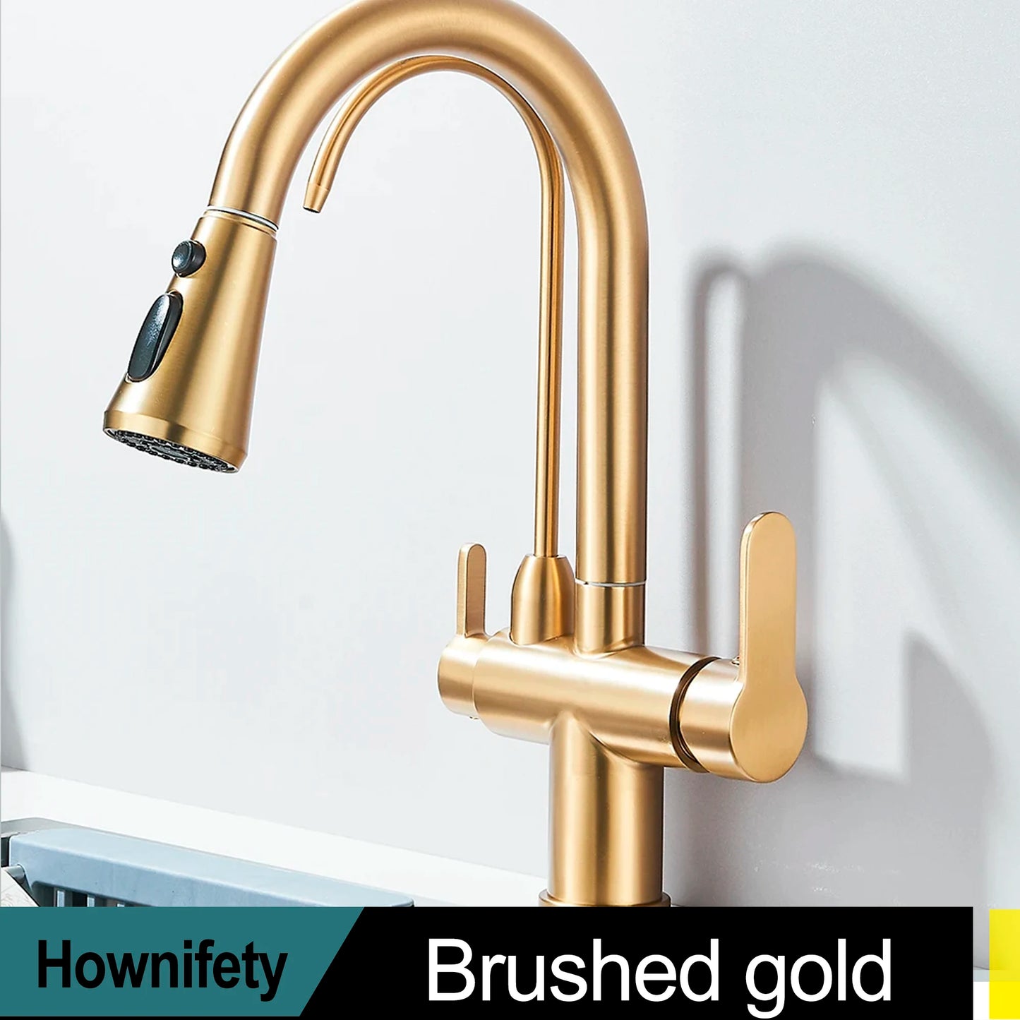 Gold /Black/Chrome Kithcen Purified Faucet Pull Out Water Filter Tap 2/3 Way Torneira Hot Cold Mixer Sink Crane Kitchen Drink