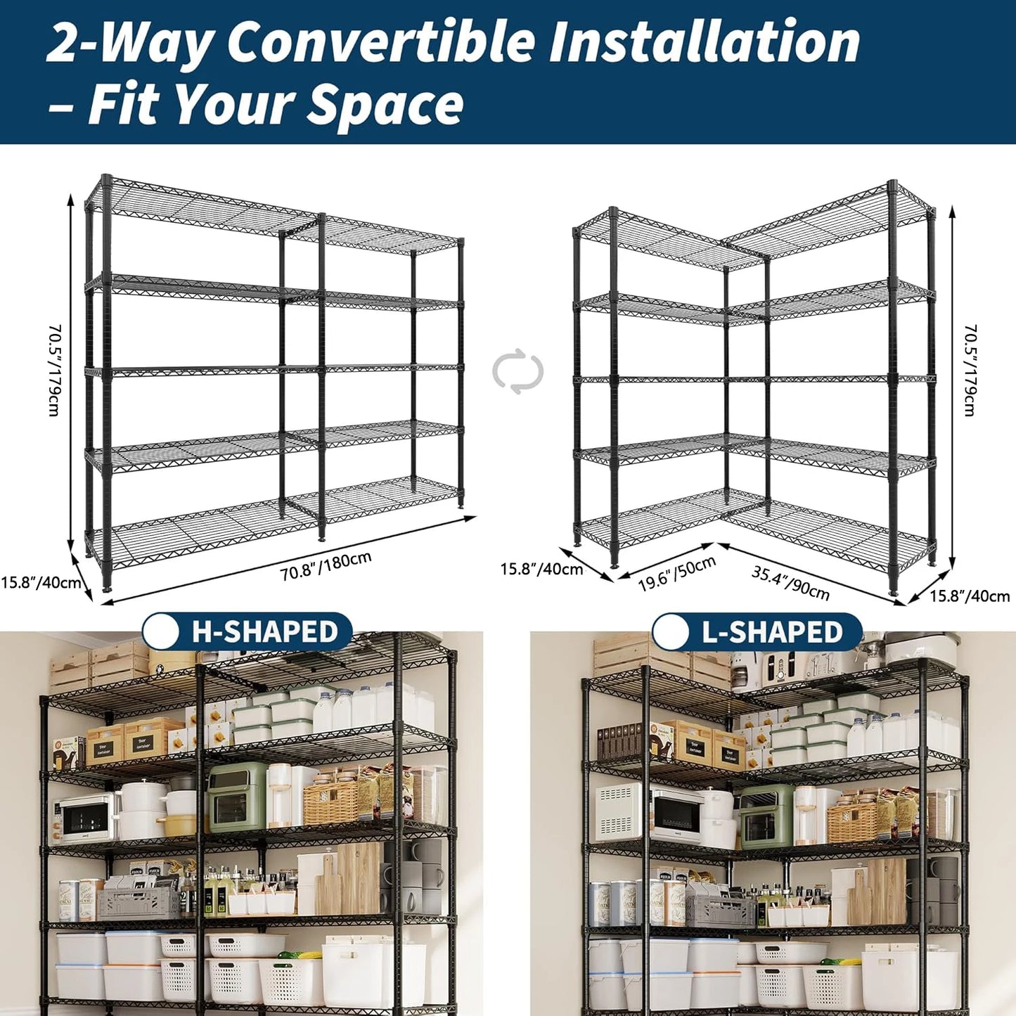Twister Heavy Duty Adjustable Metal Storage Shelves For Kitchen Garage