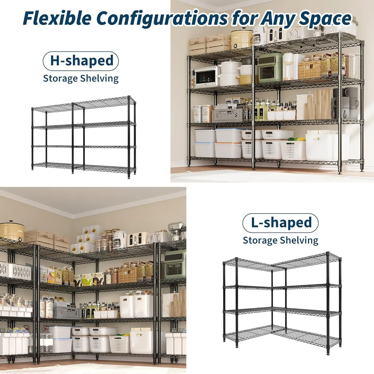 Twister Heavy Duty Adjustable Metal Storage Shelves For Kitchen Garage