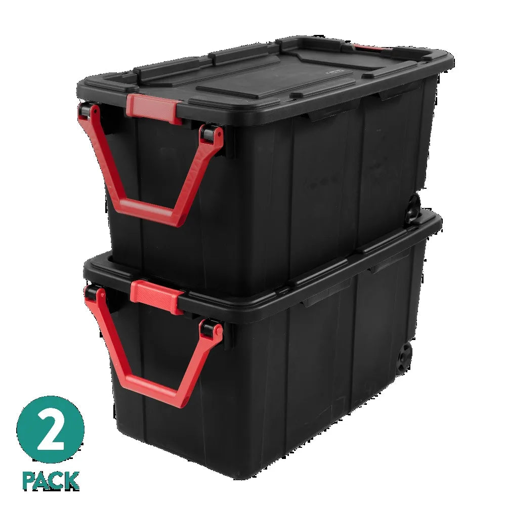 Sterilite Industrial Wheeled Plastic Storage Bin With Handle for Garages