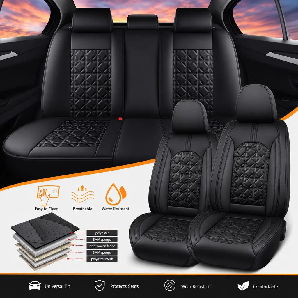 Universal  Anti-Slip Durable PU Leather Car Seat Covers 5 Seats 2 Front Cover Rear Full Set Pads for Chevrolet
