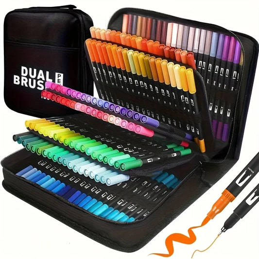 Vibrant DoubleEnded Watercolor Markers Art Set for Drawing and Crafts