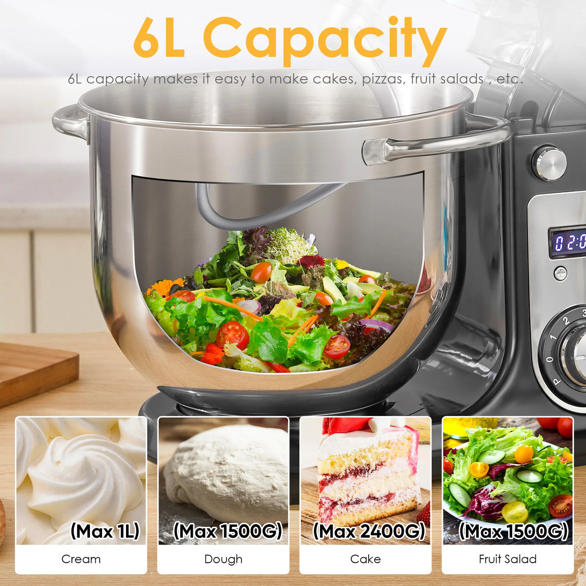 Biolomix Kitchen Stand Mixer With Dough Hook And Wire Whisk