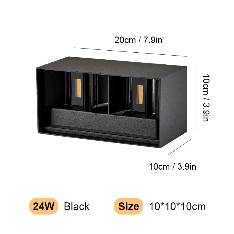 Pumous Aluminum LED Outdoor Wall Light IP65 Waterproof 12W