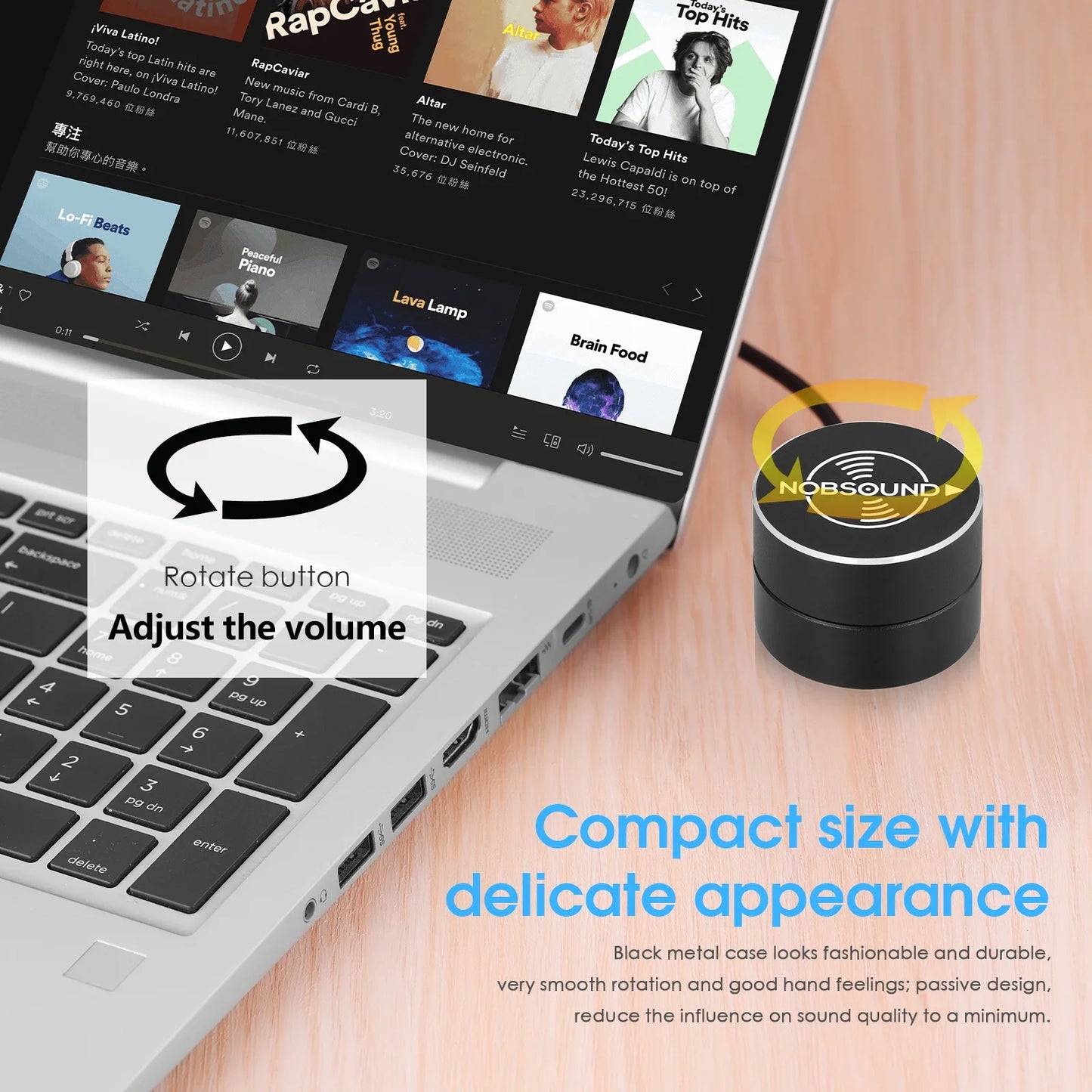 Nobsound Mini 3.5mm Volume Controller Knob Speaker Audio 3.5mm I/O Desktop Adjuster BOX for PC / Amplifier / Active Speakers