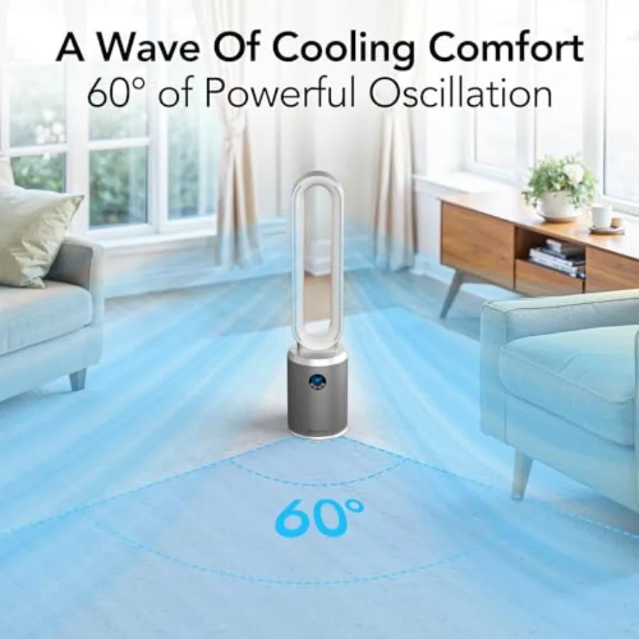 Bladeless Tower Fan for Bedroom Quiet Operation Wide Oscillation