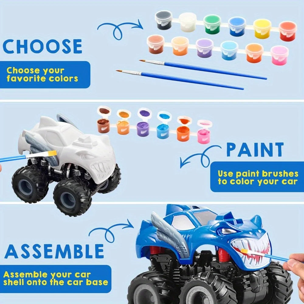 Joyfy Kids Craft Kit Build And Paint Monster Car DIY