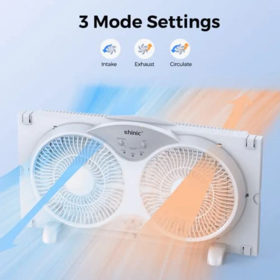 Twin Window Fan For Bathroom And Kitchen Quiet Reversible Airflow