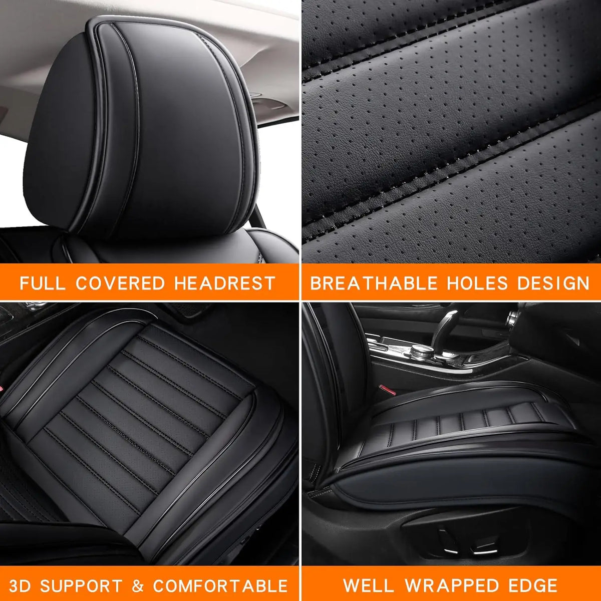 Universal Fit PU Leather Car Seat Covers For Front And Rear Bench