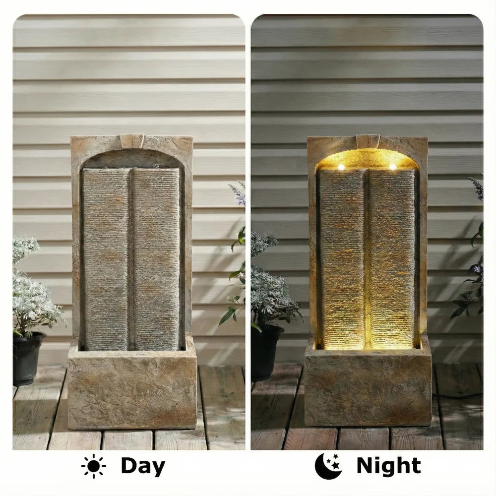 Freestanding Cascading Wall Fountain With Pump Outdoor Water Feature