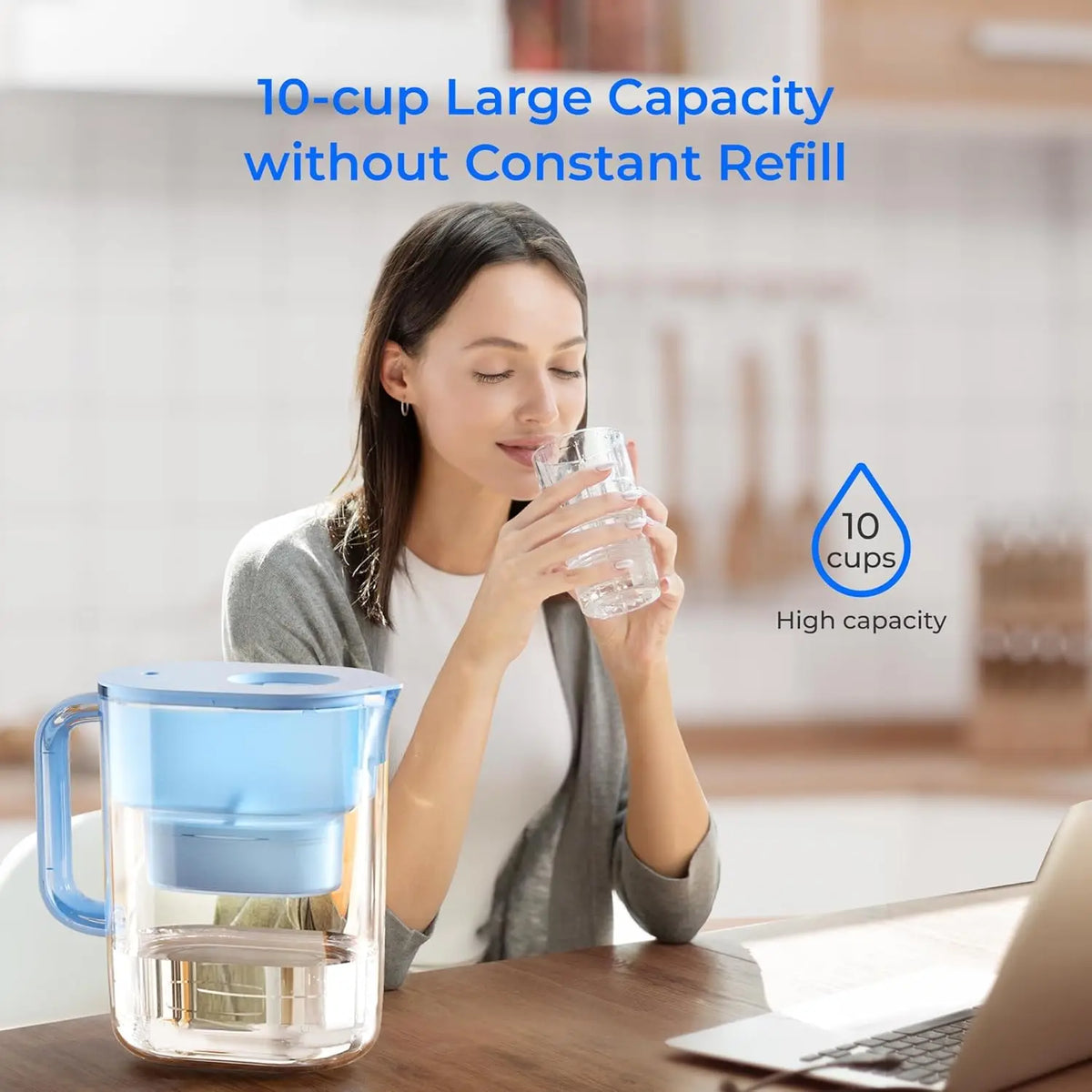 Waterdrop Water Filter Pitcher with Two Long Life Filters