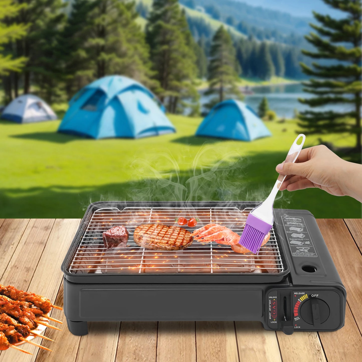 Portable 2.2KW Butane Grill Stove For LPG And 220g Canister