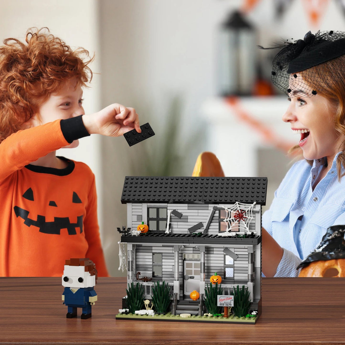Horror Movie Iconic Architecture House Building Blocks Halloween Ornament