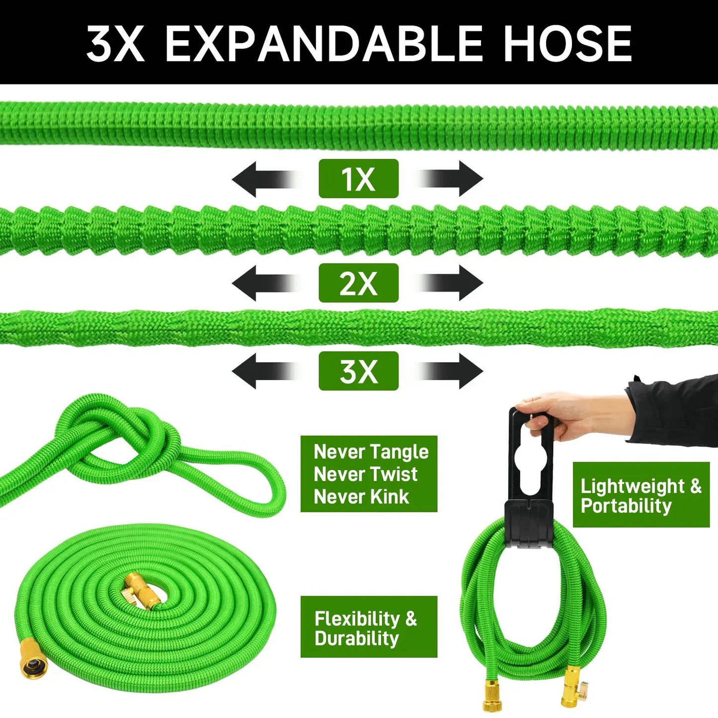 Expandable Garden Hose With Holder And Spray Nozzle