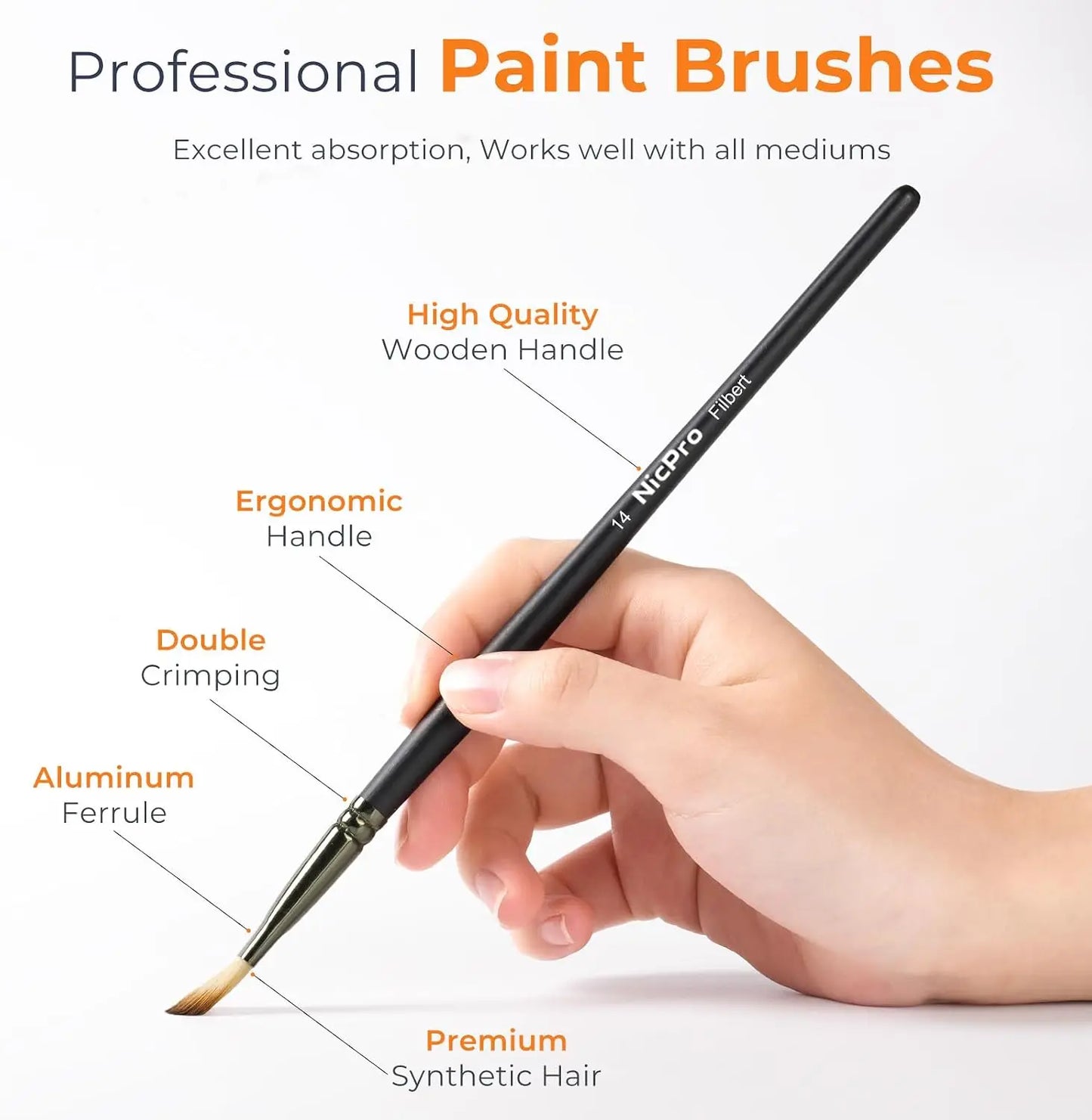 26 Piece Paint Brush Set With Palette Knife Acrylic Oil