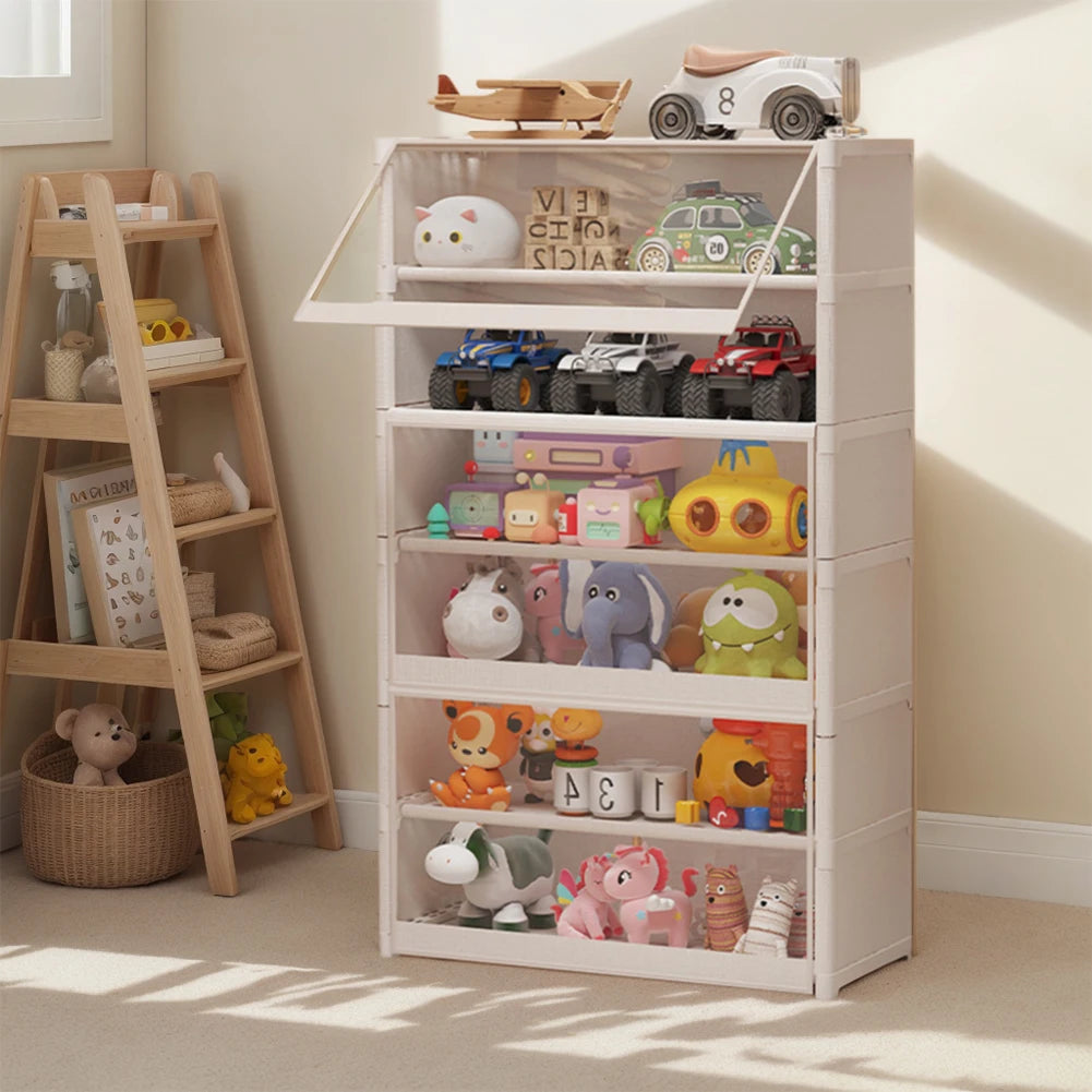 Seven Layer Shoe Storage Cabinet Free Standing Rack Flip Door