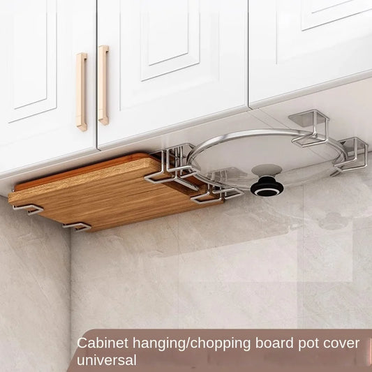 Stainless Steel Kitchen Storage Rack Wall Mounted Pot Cover And Cutting Board