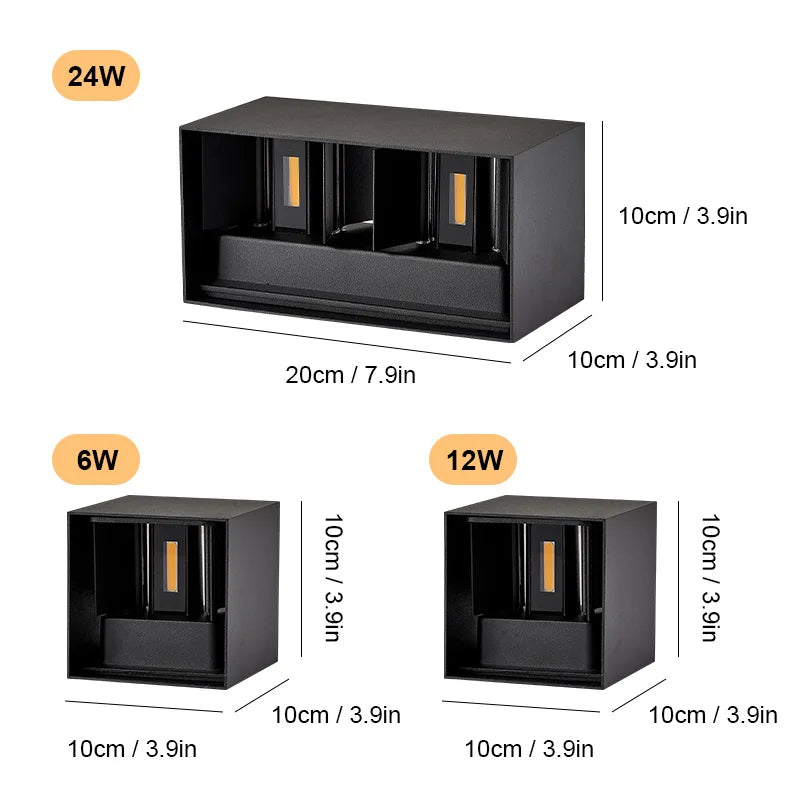Pumous Aluminum LED Outdoor Wall Light IP65 Waterproof 12W