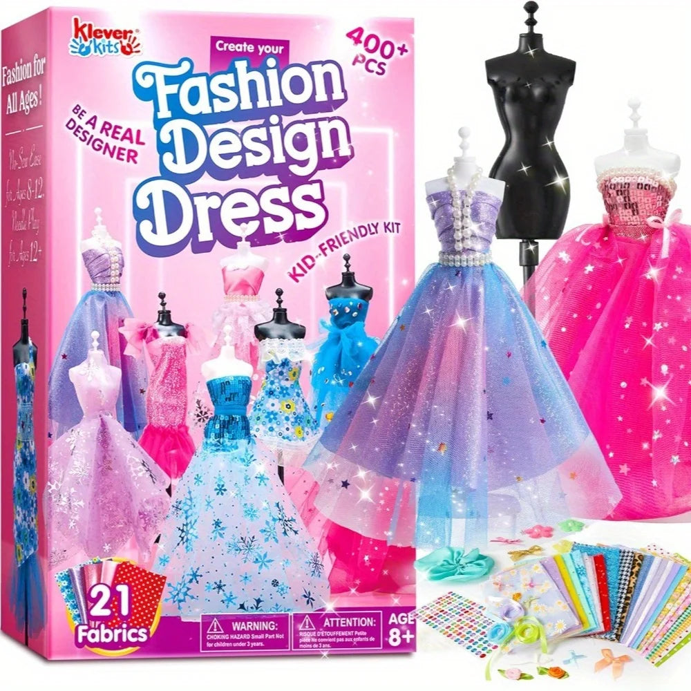 Joyfy 400 Piece Kids Fashion Design Craft Kit With Mannequins