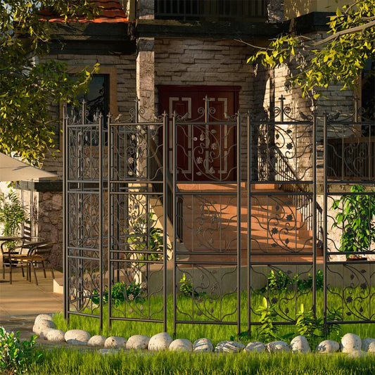 Metal Garden Trellis Bird Leaf Grid Panel Fence 2 Pack