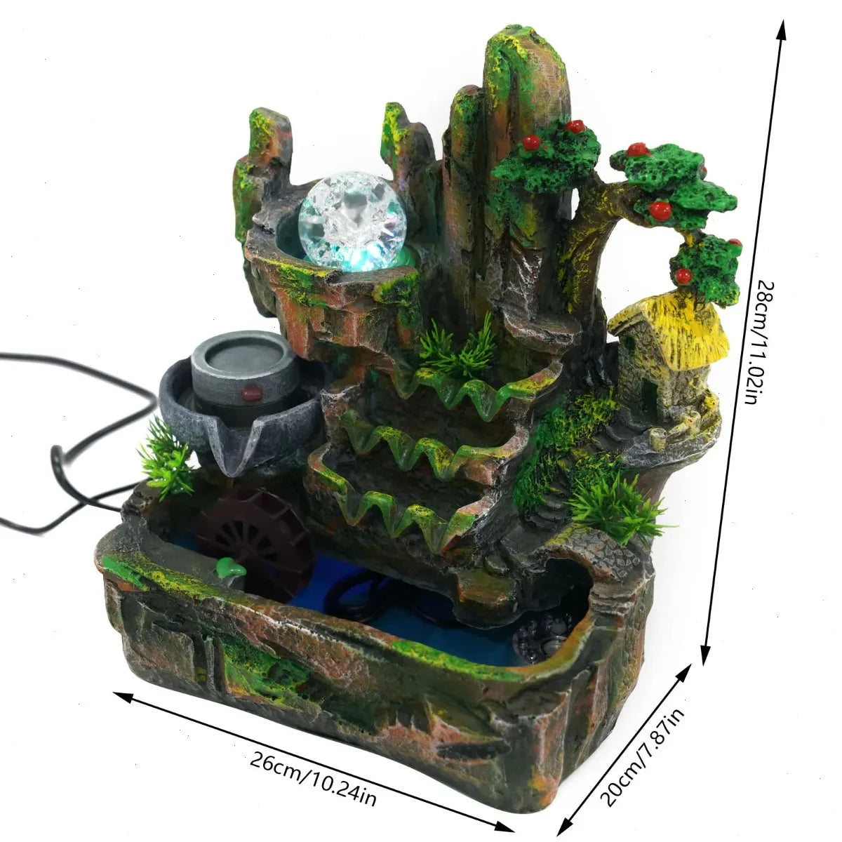 Bymaocar Rockery Indoor Fountain With LED Lamp And Atomization Effect
