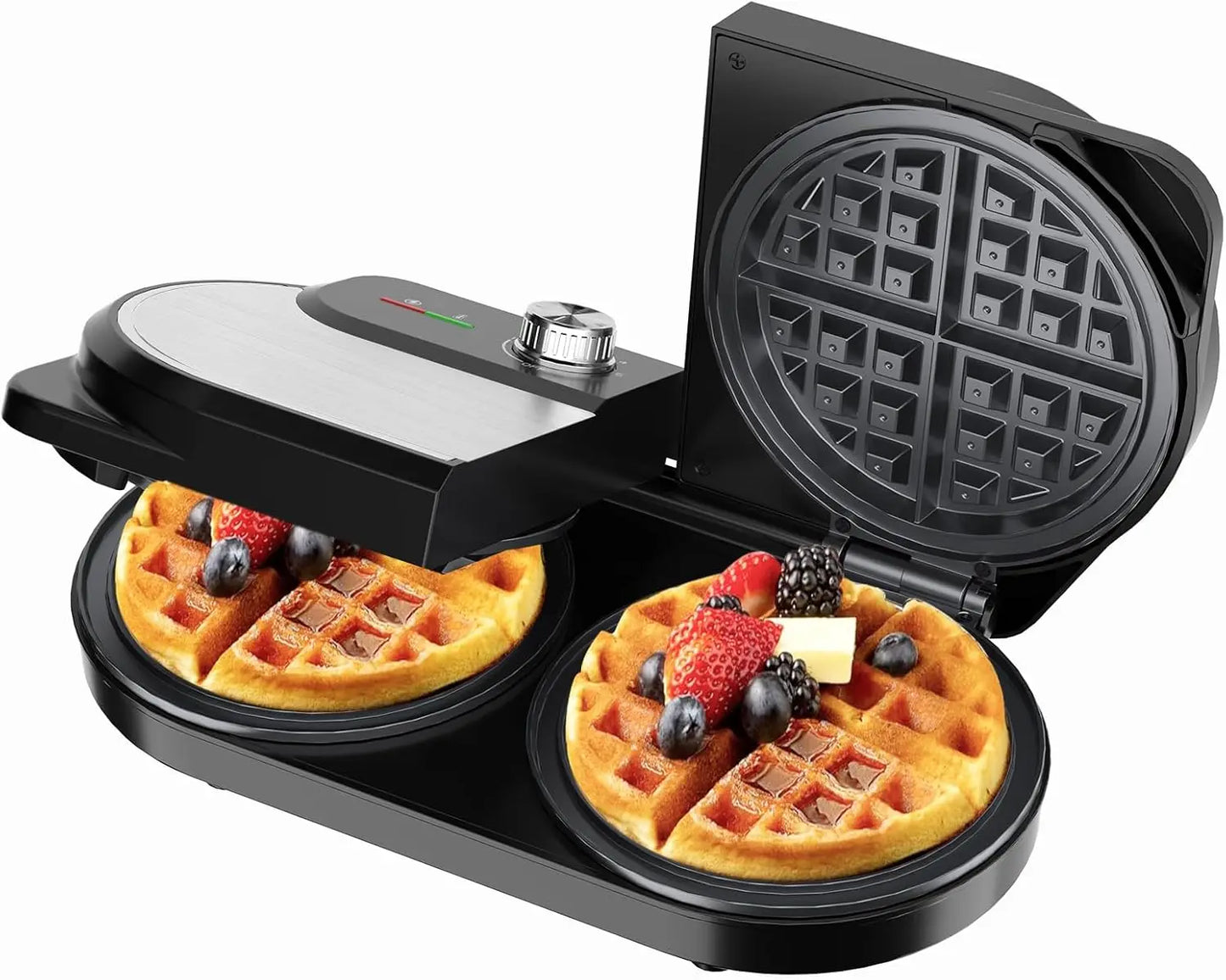 Double Belgian Waffle Maker 1400W For Breakfast And Snacks