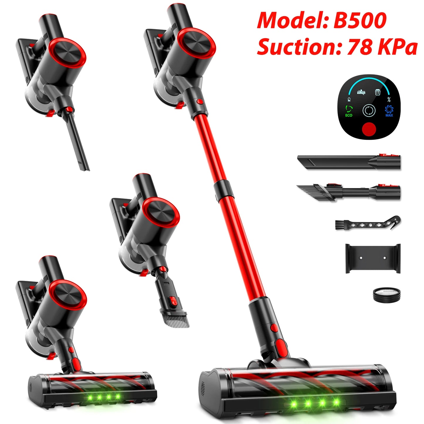 Honki Cordless Stick Vacuum LED Display Auto Stand Pet Hair