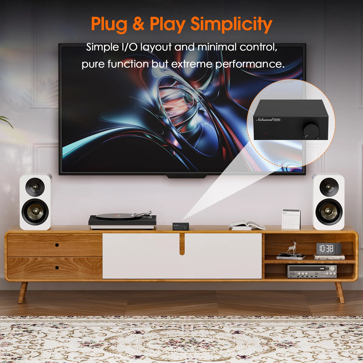 Nobsound NS-06G HiFi TPA3116 Digital Amplifier Home Desk Power Amp 60W×2 with Power Adapter