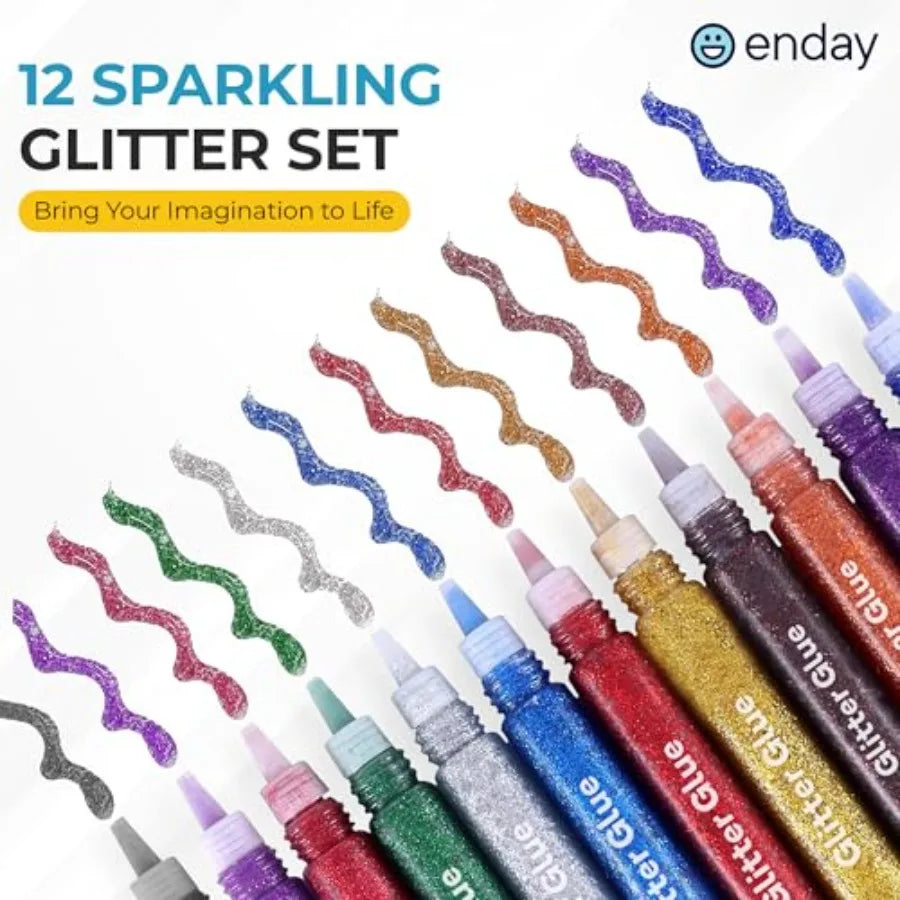 Glitter Glue Pens 12 Pack Non Toxic Washable Craft Supplies