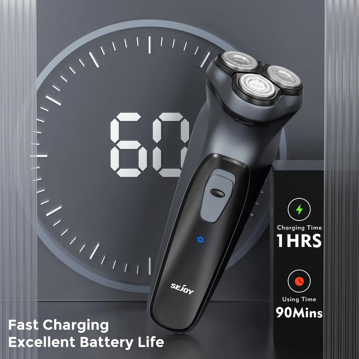 Sejoy 3D Floating Electric Shaver For Men Rechargeable