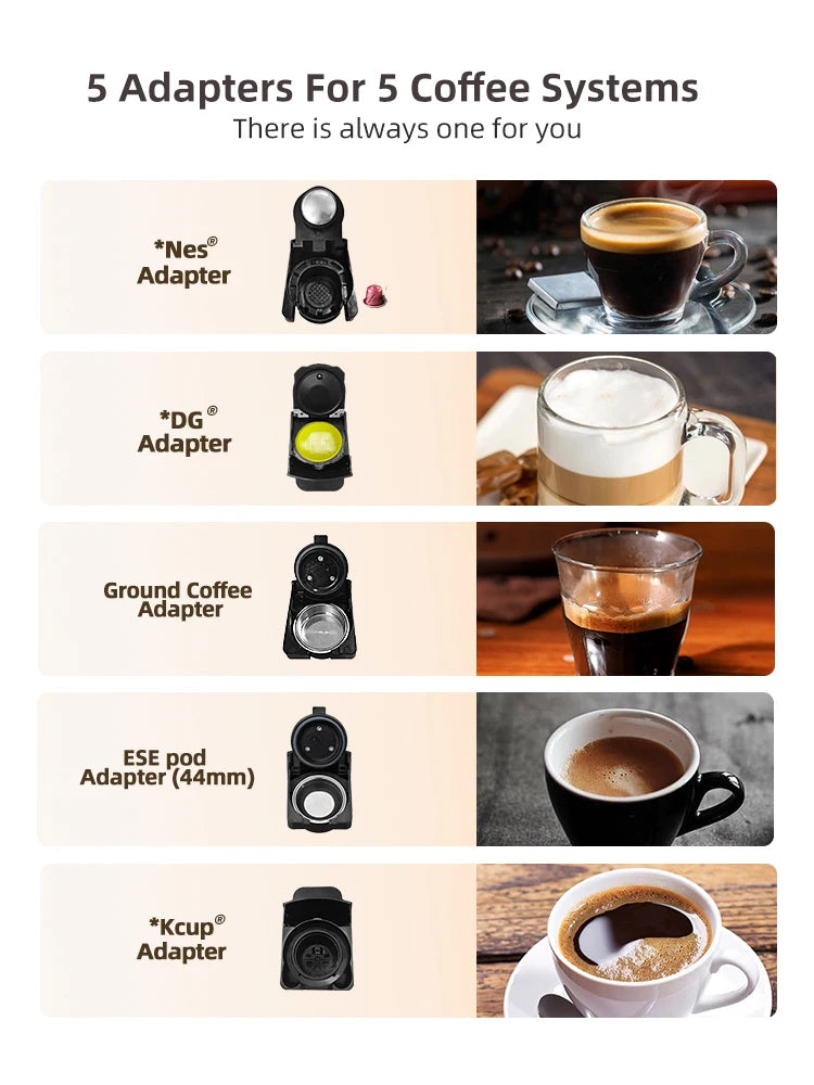 HiBREW 5 In 1 Capsule Coffee Machine For Dolce Gusto Nespresso