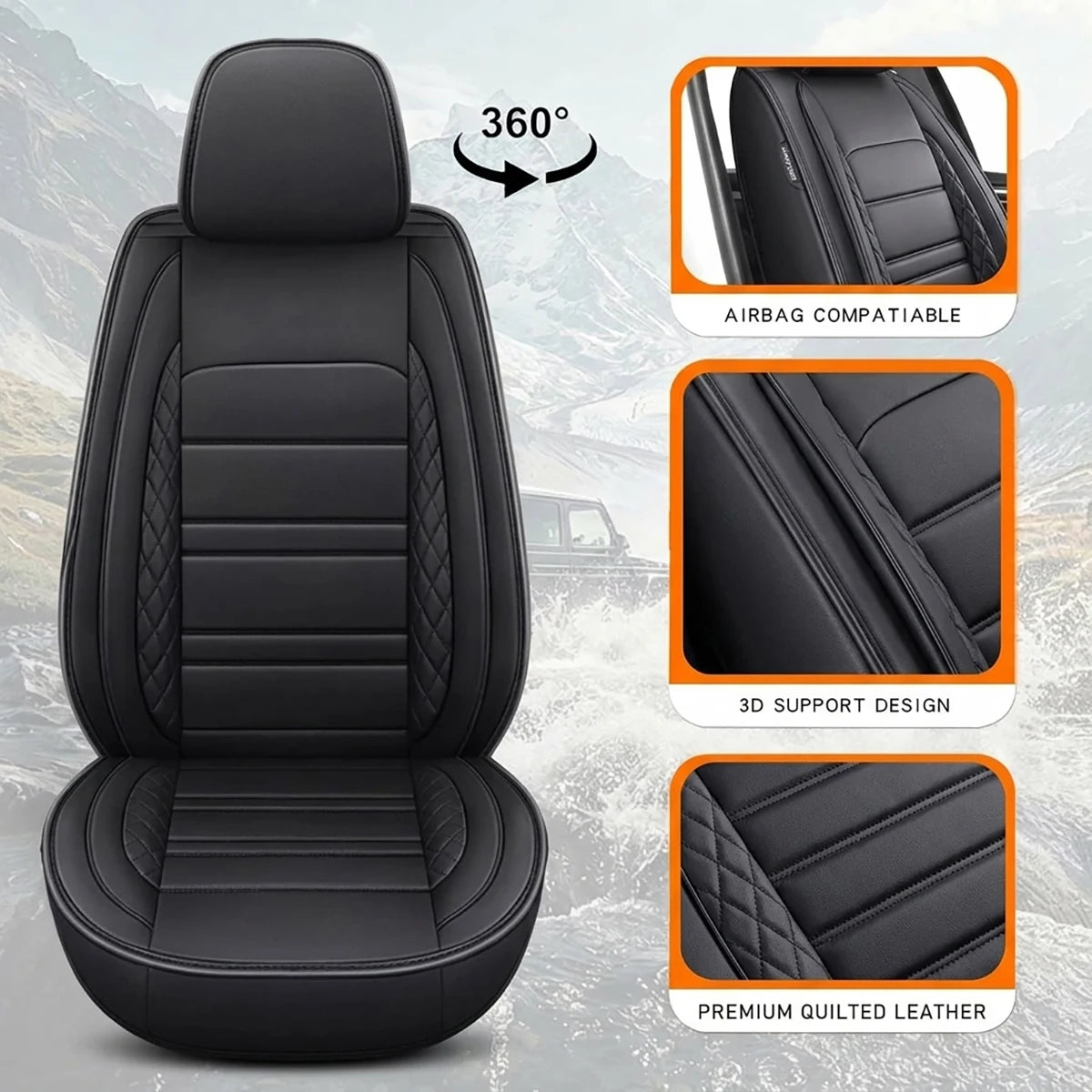 Universal Fit PU Leather Car Seat Covers For Front And Rear Bench