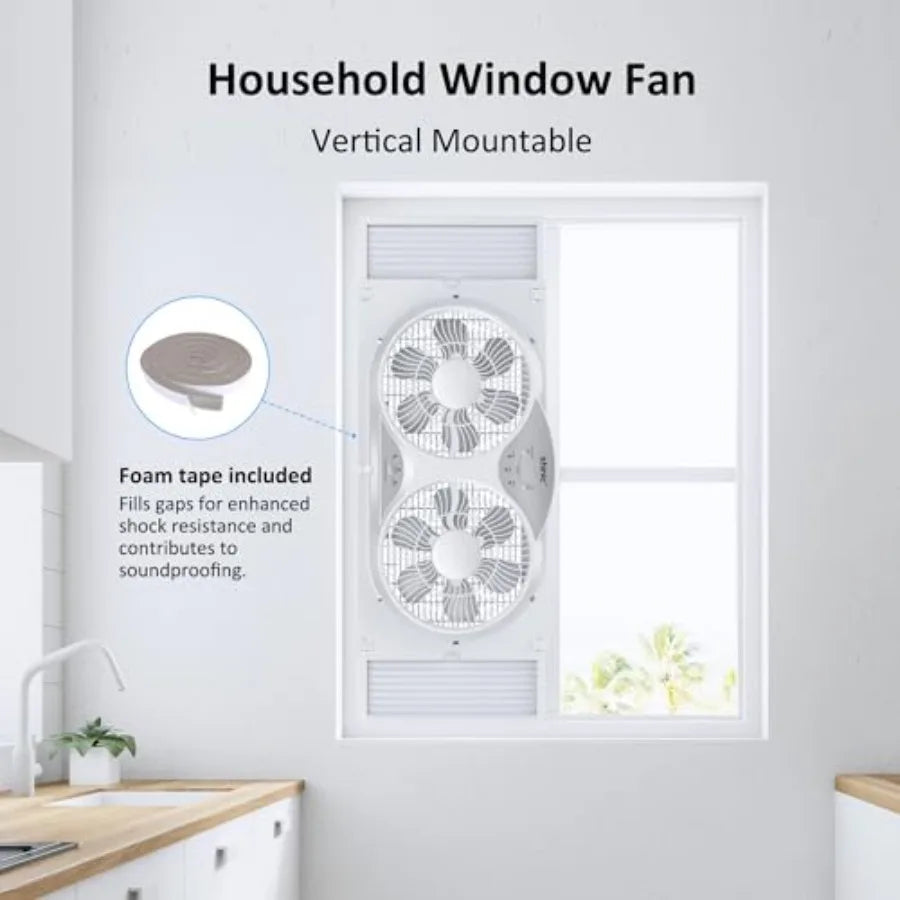 Twin Window Fan For Bathroom And Kitchen Quiet Reversible Airflow