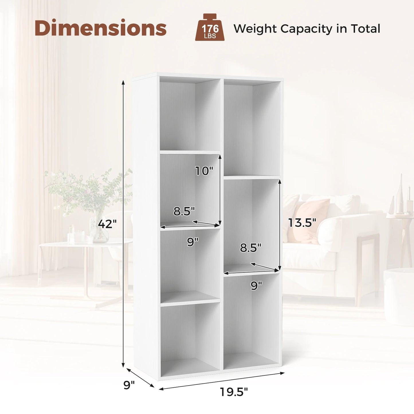 HOMASIS 7 Cube Freestanding Bookcase With 7 Compartments