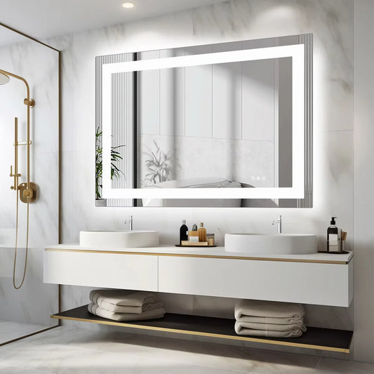 JHK LED Bathroom Vanity Mirror With Memory Function Front Light And Backlit