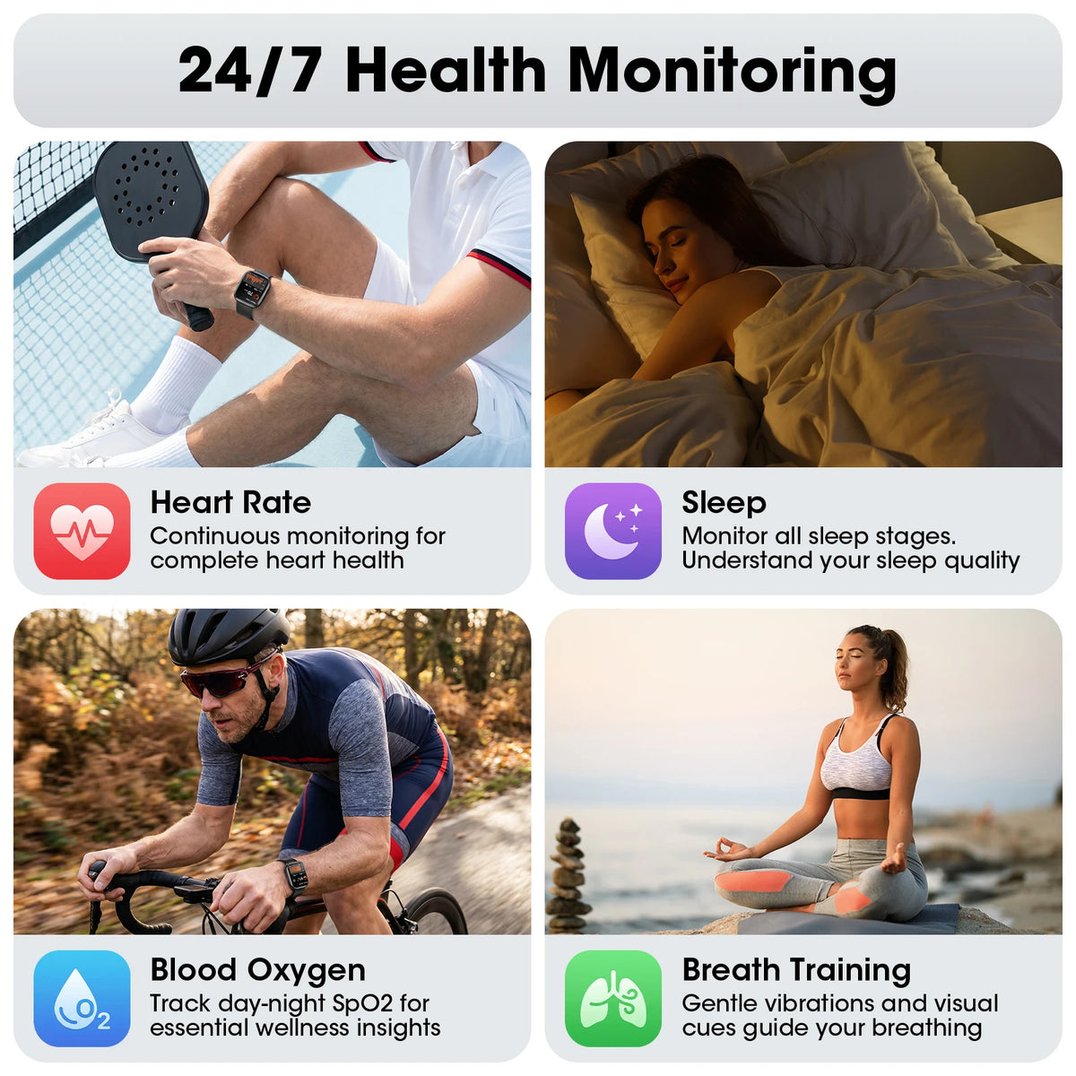 Bluetooth Calling Smartwatch Fitness Tracker Heart Rate SpO2 Sleep Monitor