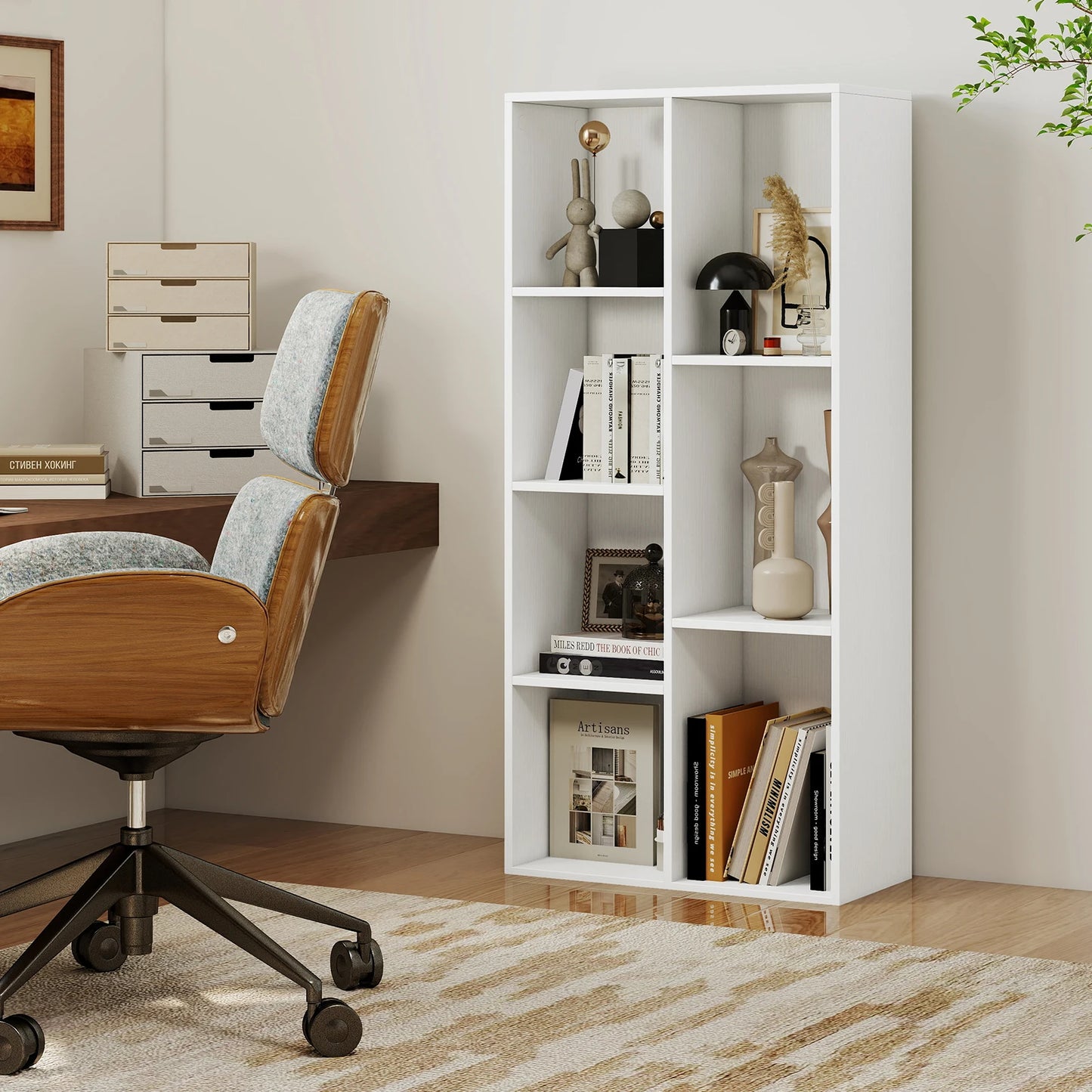 HOMASIS 7 Cube Freestanding Bookcase With 7 Compartments