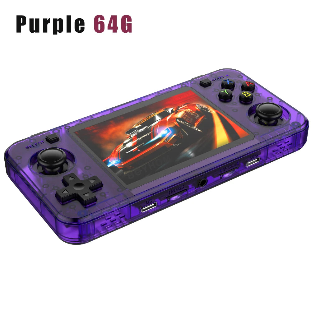 BOYHOM R36H Retro Handheld Game Console Horizontal Console with 2 Joysticks 3000mAh Battery 3.5 Inch IPS 64G 15000+ Game