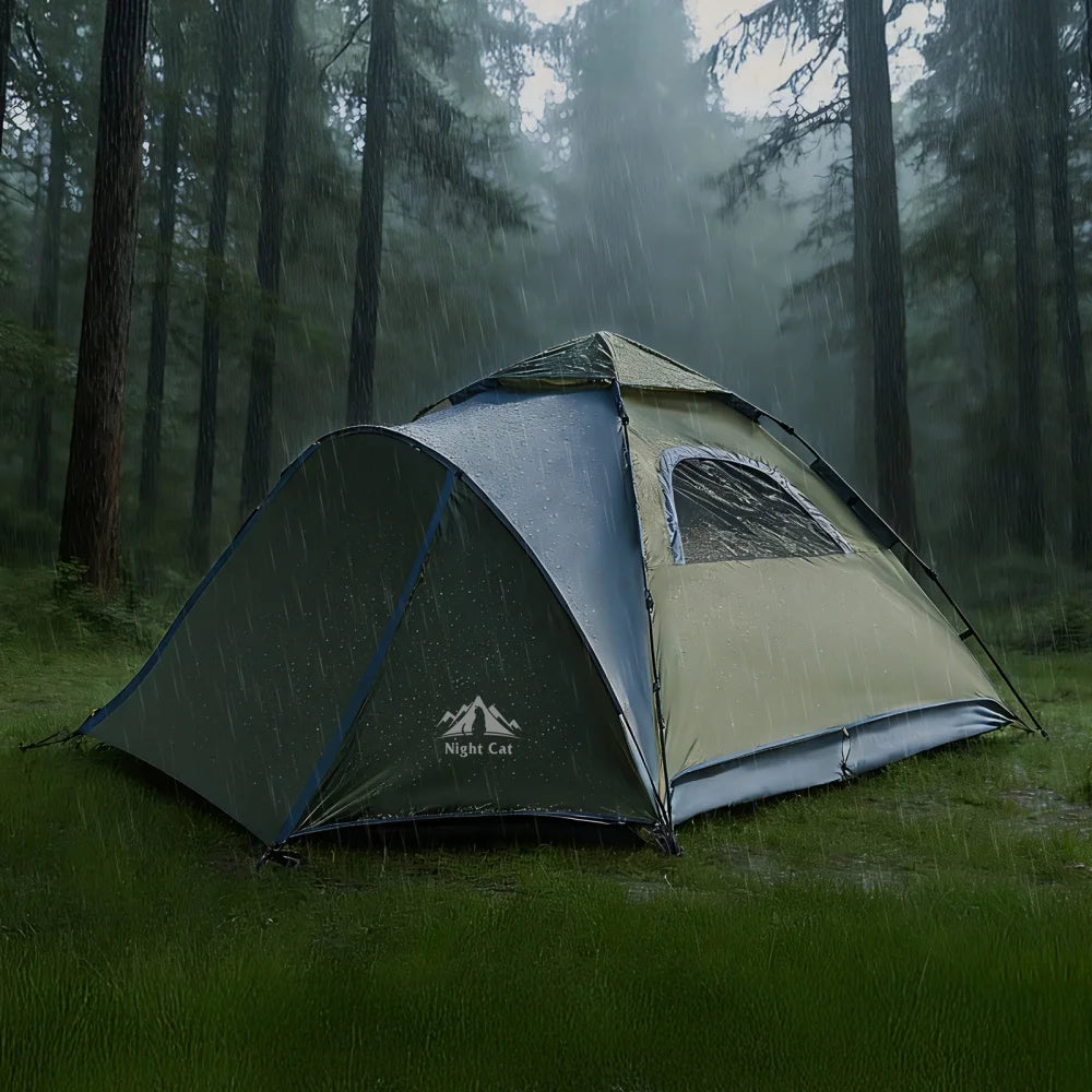 Night Cat Pop Up Tent Automatic Waterproof Rainfly