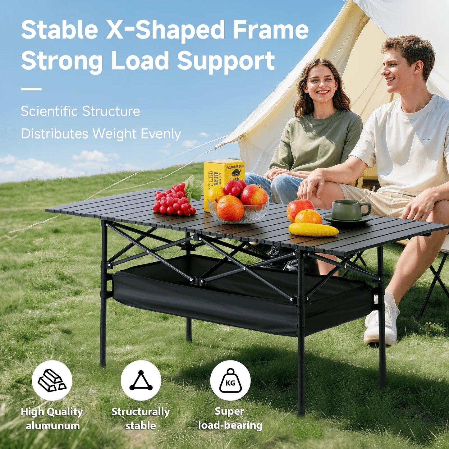 Senmeo Camping Table Fold Up Lightweight Aluminum With Carry Bag