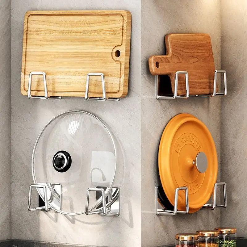 Stainless Steel Kitchen Storage Rack Wall Mounted Pot Cover And Cutting Board