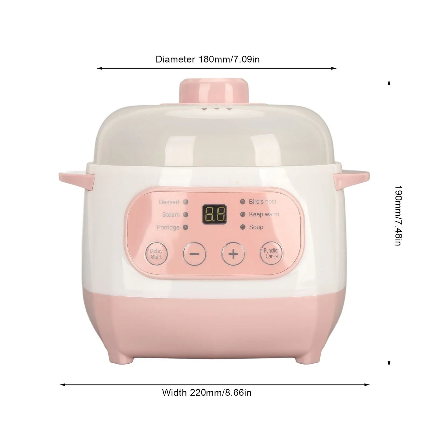 Romellar Mini Rice Cooker Electric Stew Pot Anti Dry Burn