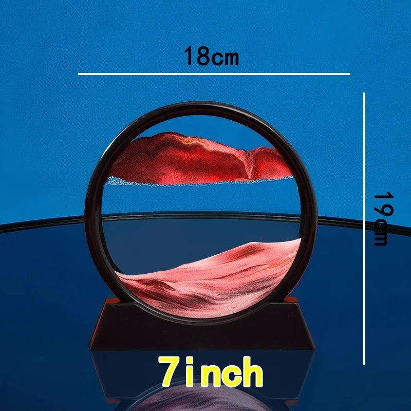 3D Moving Sand Art Round Glass Sandscape Hourglass Gift Decor