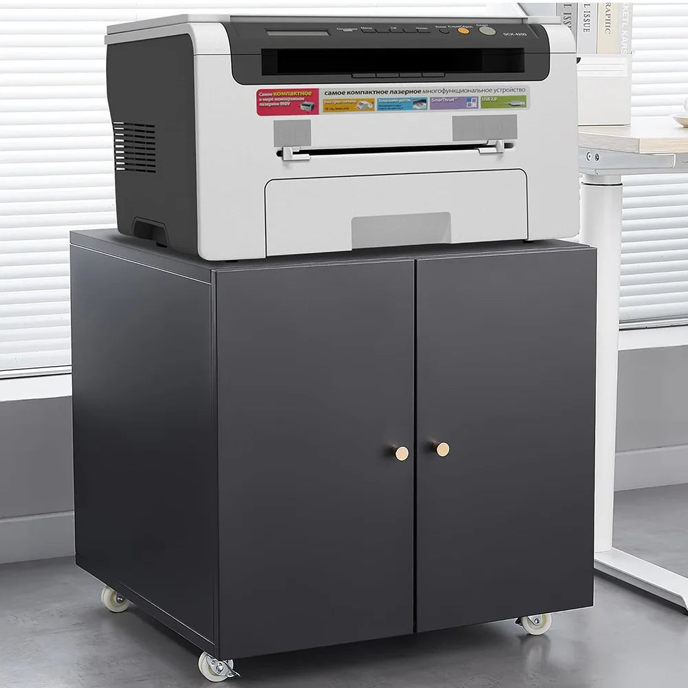 HiMISS Metal Printer Stand With File Storage And Wheels