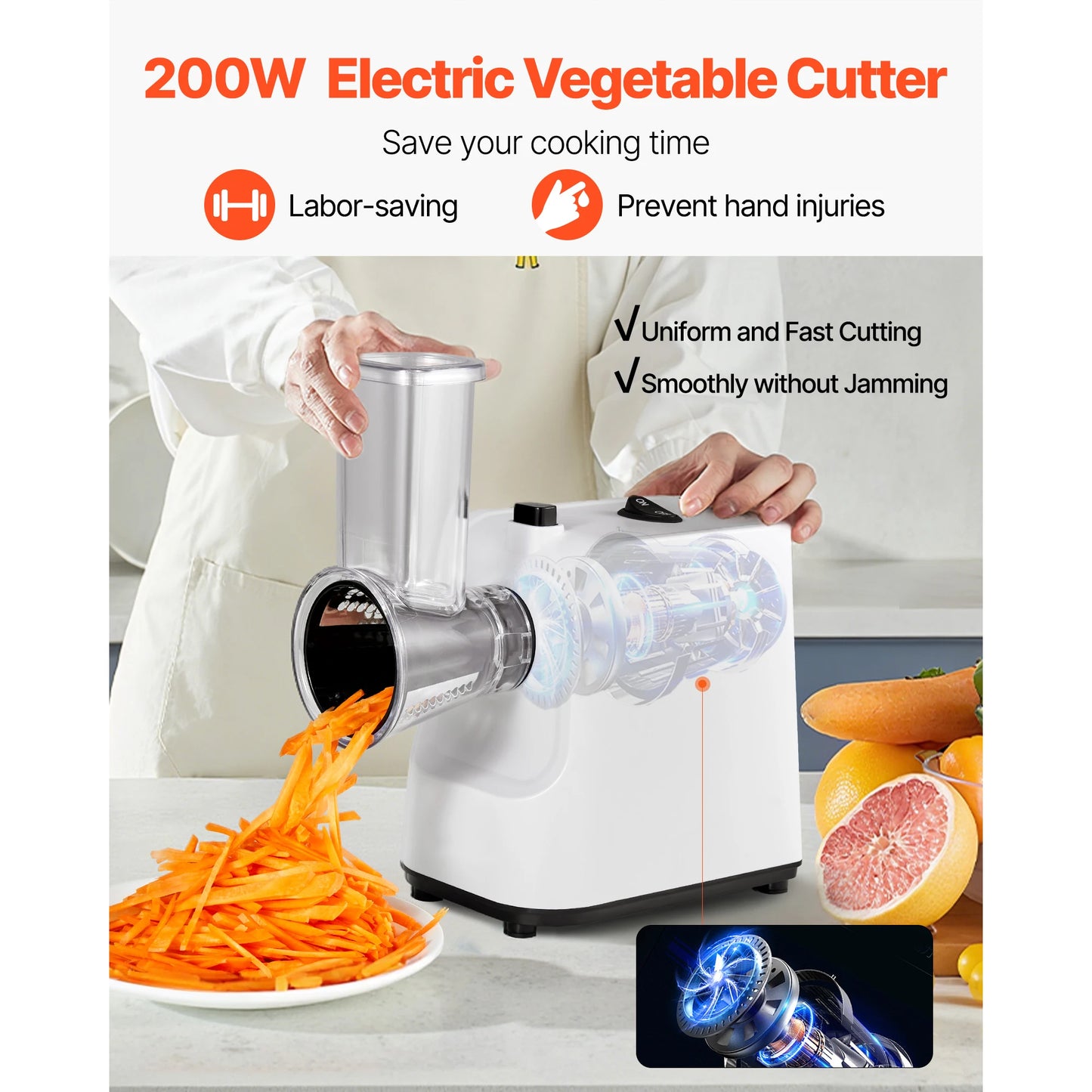 SucceBuy Electric 200W 5 in 1 Vegetable Slicer and Shredder