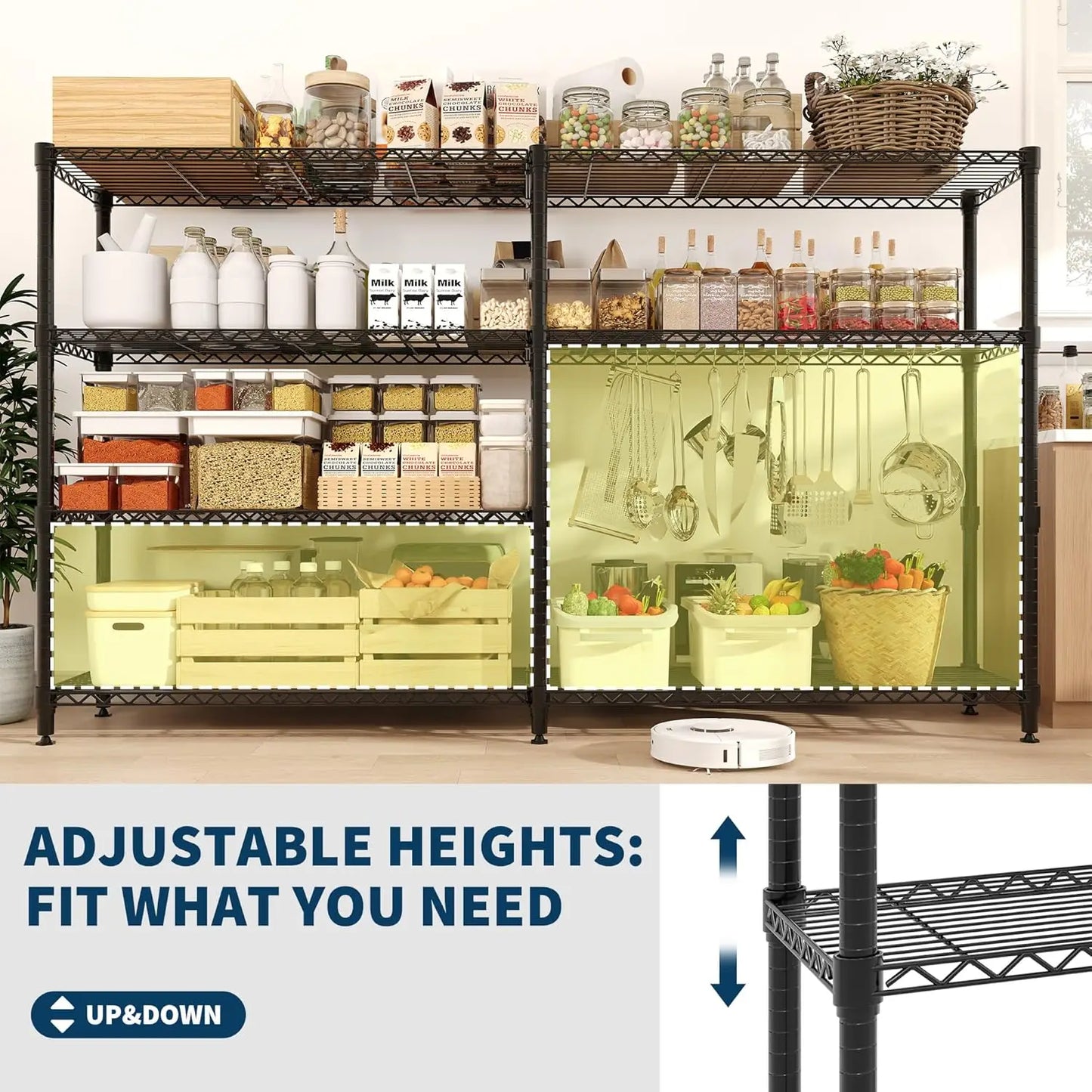 Twister Heavy Duty Adjustable Metal Storage Shelves For Kitchen Garage