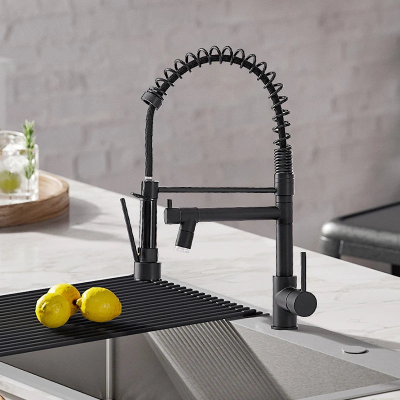 Gold Kitchen Faucets Gold Torneira Para Cozinha Faucet for Kitchen Sink Single Pull Out Spring Spout Mixers Hot Cold Water Tap