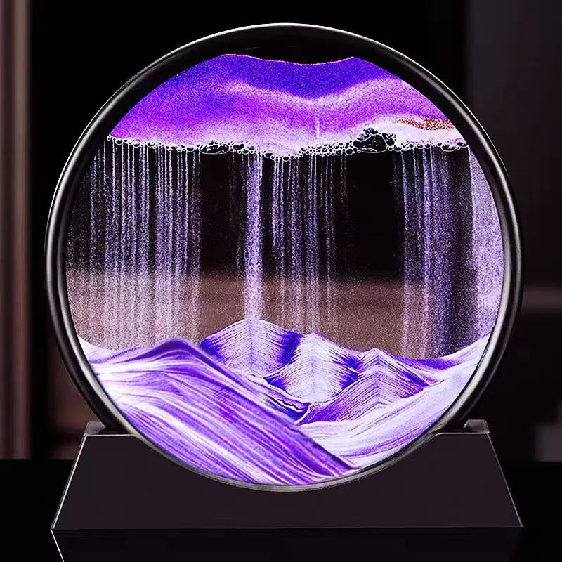 3D Moving Sand Art Round Glass Sandscape Hourglass Gift Decor