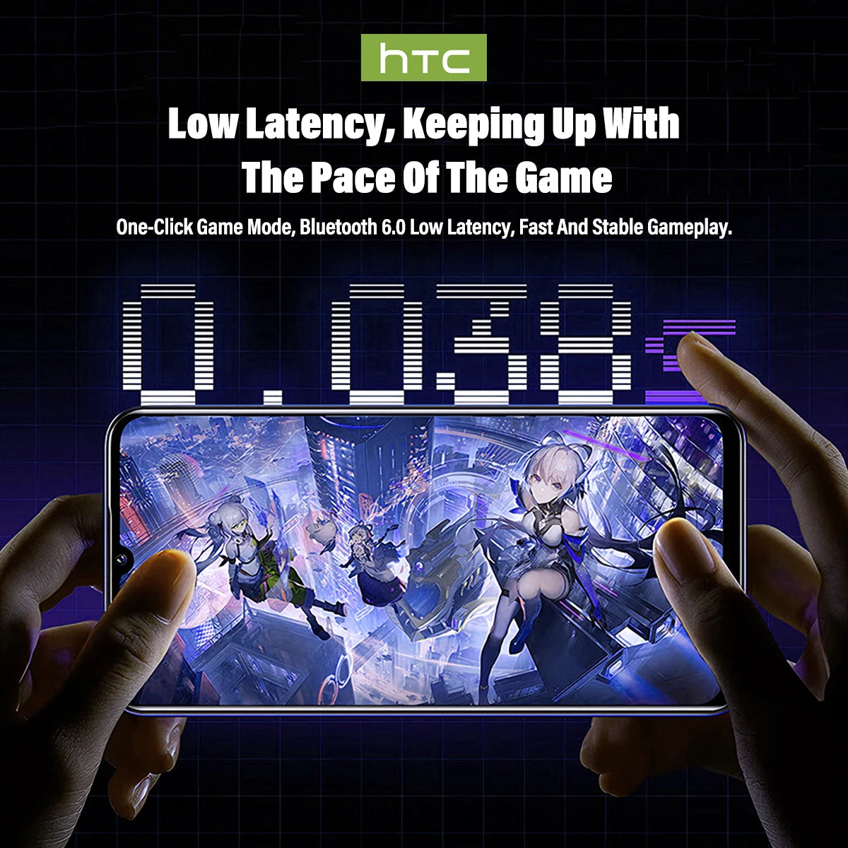Wireless Headphones Bluetooth HTC NE70 Earphones Microphones Earbuds AI Translator 30Hours of Battery Life Full HD LCD Display