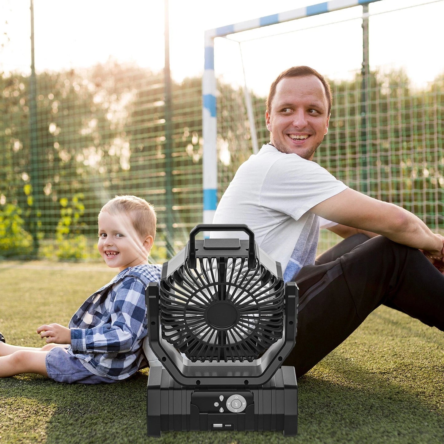 Camping Fan 20000mAh Battery Powered Fan Rechargeable with LED Light Portable Outdoor Tent Fan with Hanging Hook